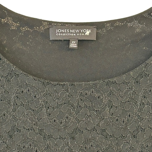 Black Lace Sleeveless Blouse Plus Size Lined 2X - Picture 2 of 8